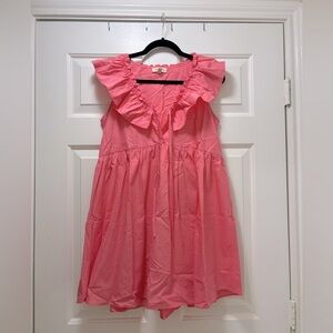 Pink Ripple Ruffle Mini Dress